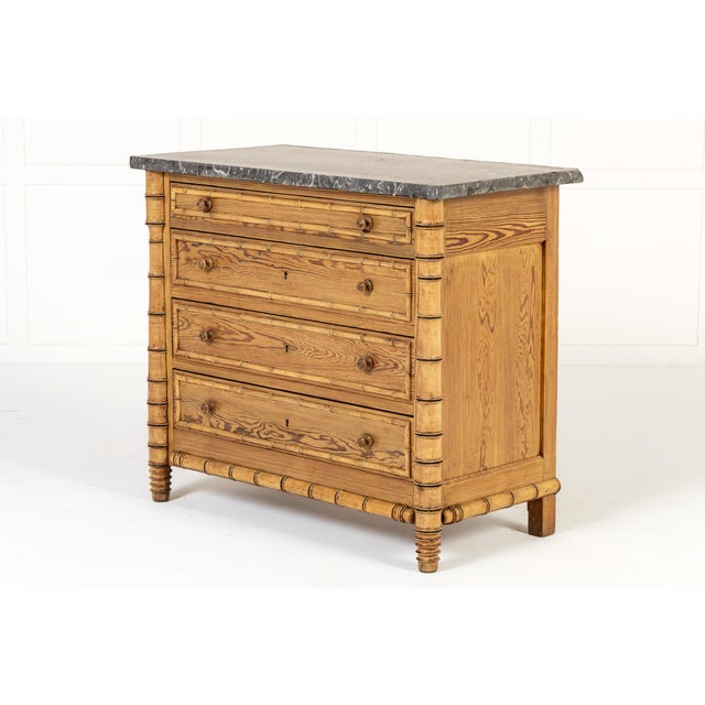 19th century french pine faux bamboo chest of drawers a 19th century french pine and faux bamboo chest of drawers. this...