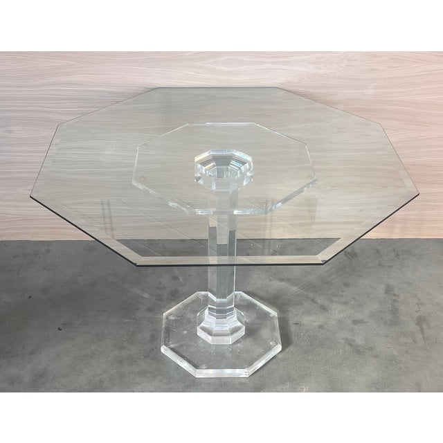 Mid-Century Modern Lucite & Glass Otogonal Table in Style of Charles Hollis Jones, 1970s For Sale - Image 3 of 9
