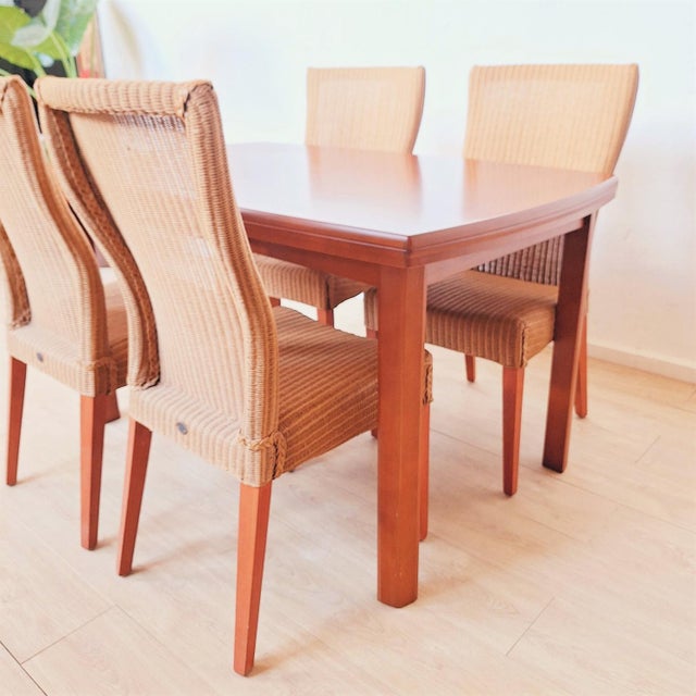 Mid-Century Modern Lloyd Loom Rattan Side Chairs, 1980s, Set of 4 For Sale - Image 3 of 6