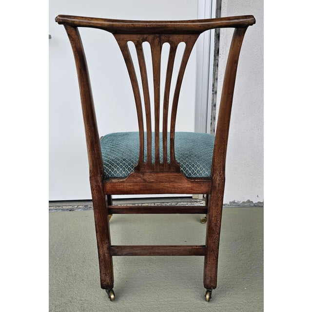 19th Century Martin Chippendale Style Mahogany and Upholstered Side Chair on Casters For Sale - Image 9 of 9