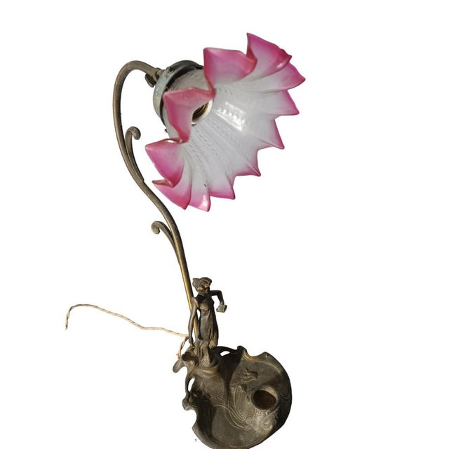Metal Vintage Modernist Bronze Lamp For Sale - Image 7 of 9
