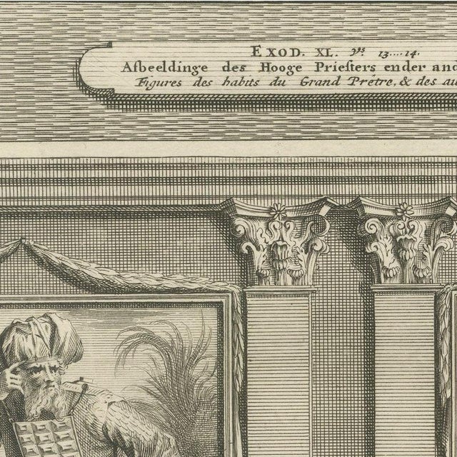Pieter Mortier, High Priest and Levites and God Speaks in the Holy of Holies, 1700, Engraving For Sale - Image 6 of 12