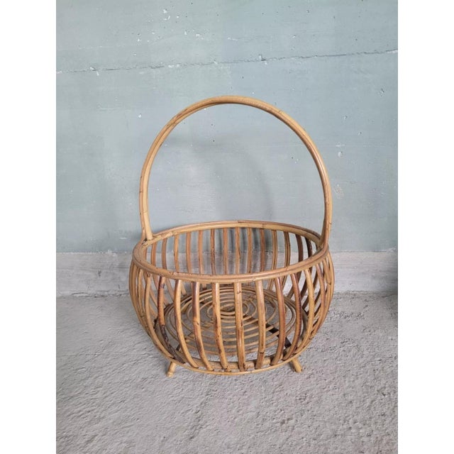 Vintage Wicker Magazine Rack For Sale - Image 3 of 11