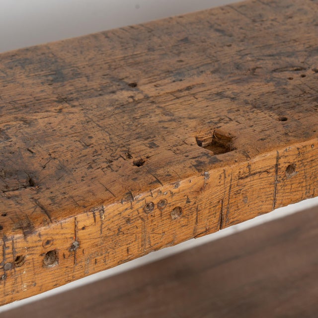 19th Century Rustic Carpenter's Workbench Console Table From France For Sale - Image 10 of 18