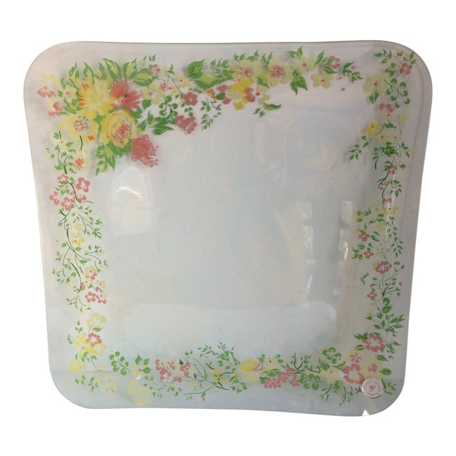Dorothy Thorpe California Wild Flower Glass Square Serving Platter For Sale