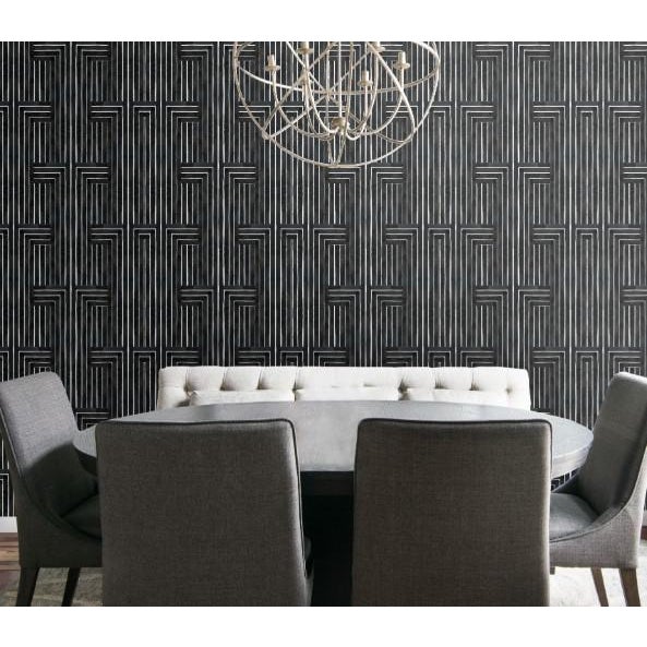 Chiseled Black White Prepasted Wallpaper Chairish
