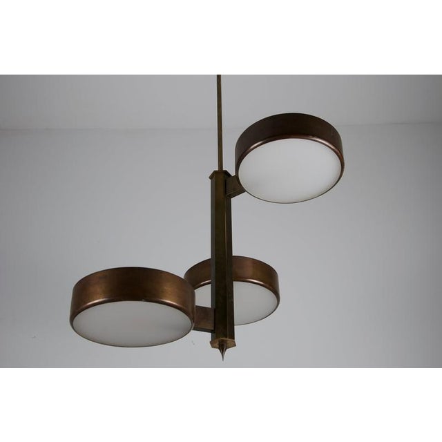 Gold Mid-Century Brass and Glass Ceiling Lamp by Stilnovo, Italy, 1960s For Sale - Image 8 of 12
