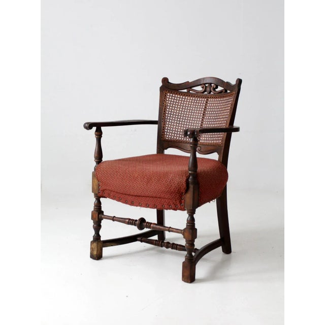 Antique Louis Xlll Style Armchair With Cane Back For Sale - Image 4 of 13
