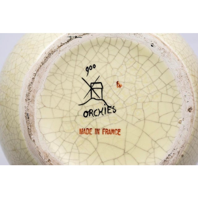 Art Deco Vase in Crackle-Glazed Ceramic with J. Martinache Decoration from Orchies Factory, France, 1930s For Sale - Image 13 of 16