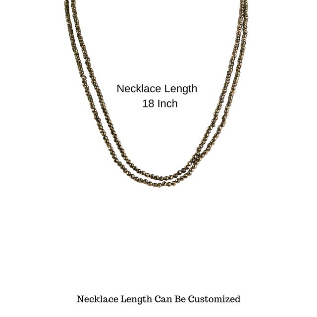 73 Ct Pyrite Beaded Double Strand Necklace With Silver Clasp 2.8mm Beads 18” Long For Sale - Image 15 of 18