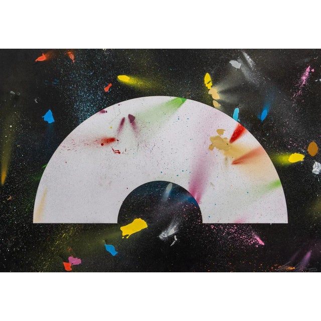 Colorplan paper, spray paint (various colours) 70 x 100 cm (27.56 x 39.37 in) Related subjects: abstract, spraypaint, Futura