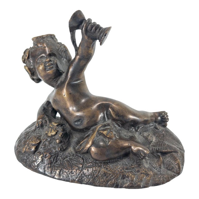 19th Century French Style Bronze of a Drunken Cherub or Putti For Sale