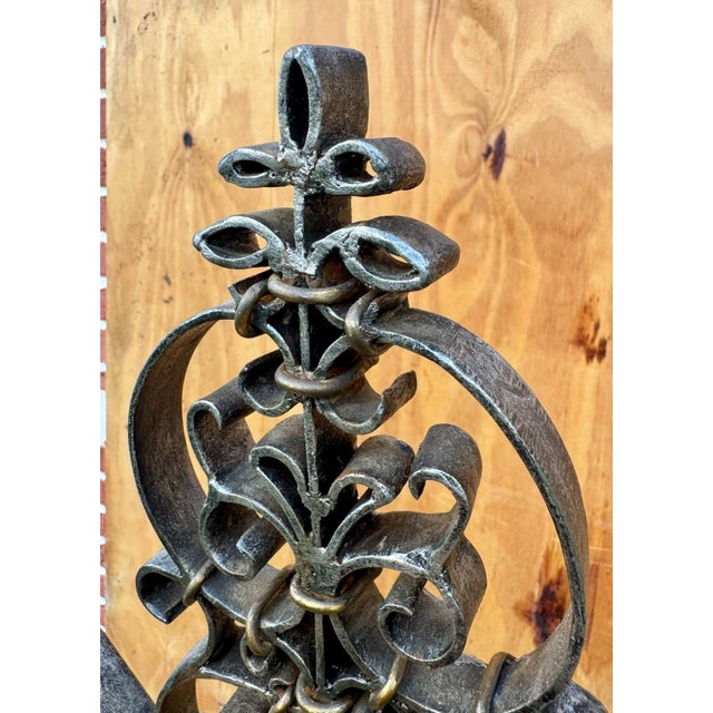 Art Nouveau Very Fine Vintage Ornate Steel and Brass Art Painting Easel in the Manner of Maison Jansen For Sale - Image 3 of 12