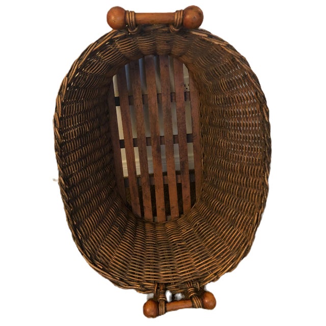 Mid 20th Century Oversized Antique French Boulangerie Shop Basket W/ Wooden Slats For Sale - Image 5 of 7