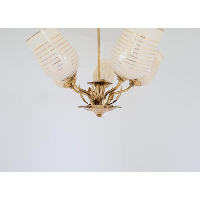 Mid-Century Chandelier Lamp in Brass and Glass from Sario, Finland, 1950s For Sale - Image 18 of 18