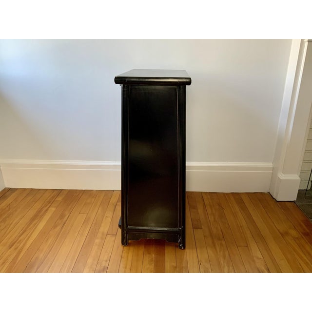 Antique Chinese Ming Style Two-Door Small Black Lacquered Cupboard Cabinet For Sale In New York - Image 6 of 10