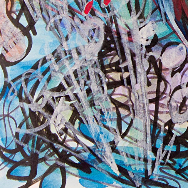 White Flower – Abstract Circular Composition With Dynamic Linework in Oil Markers and Acrylics on Paper – 18 X 24 In For Sale In Chicago - Image 6 of 9