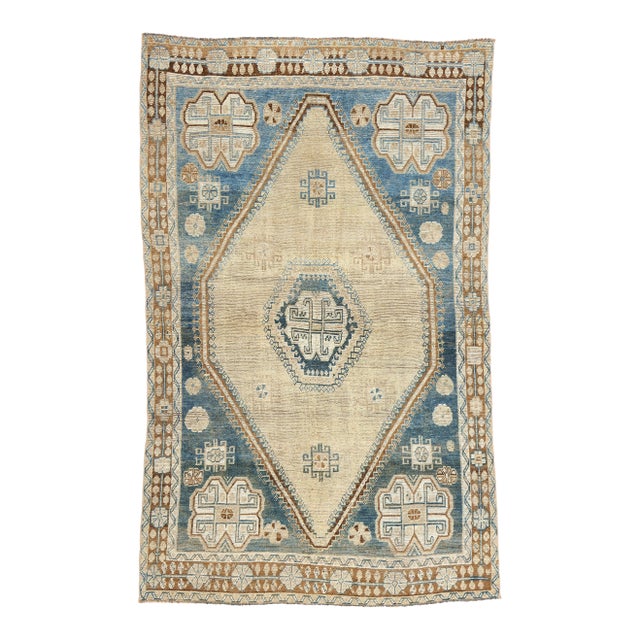 Antique Blue Persian Shiraz Rug, 04'02 X 06'07 For Sale