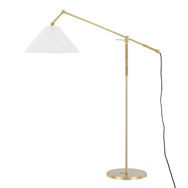Hudson Valley Lighting Mark D. Sikes Dorset Brass and Rattan 1-Light Floor Lamp For Sale In New York - Image 6 of 6