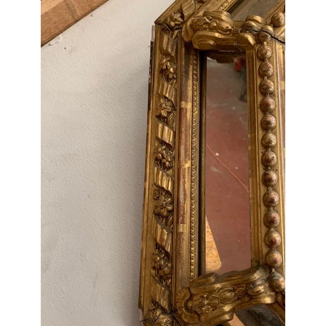 Napoleon III Mirror with Wooden and Gilded Stucco Frame, 19th Century For Sale - Image 11 of 14