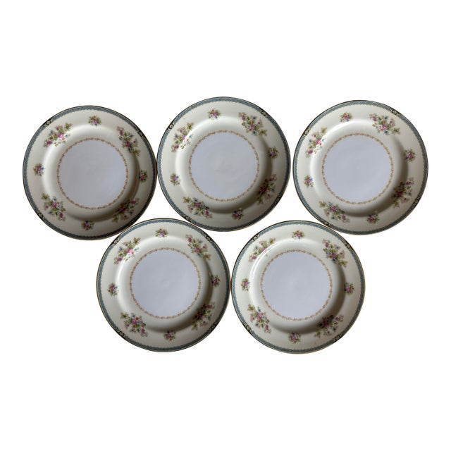 Set of 5 Vintage Porcelain Noritake Lunch Plates For Sale