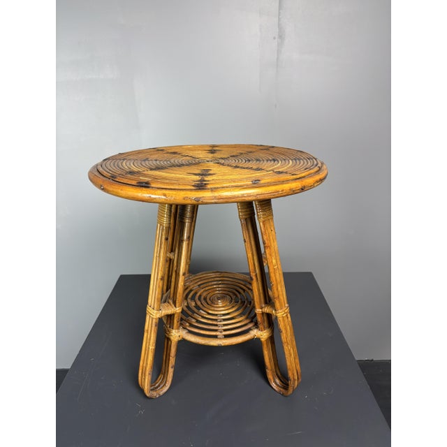 Brown Mid-Century Modern Italian Pencil Rattan and Bamboo Side Table, 1950s For Sale - Image 8 of 15