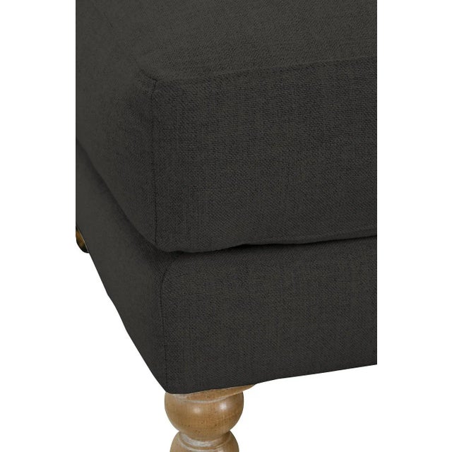 Greta Ottoman, Charcoal Linen For Sale - Image 4 of 7