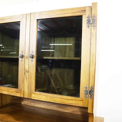 Solid Wood Sideboard with Glass Doors and Drawers