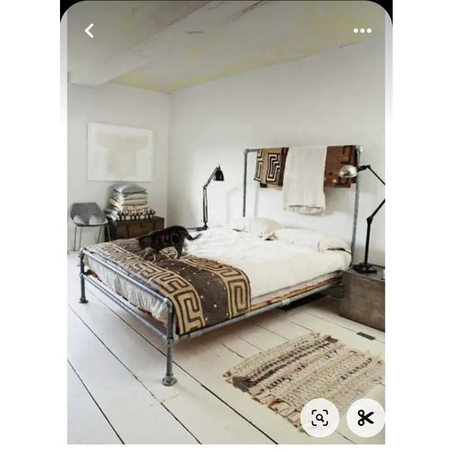 African Large Mustard & White Mud Cloth Textile Mali 63" by 37" For Sale - Image 9 of 9