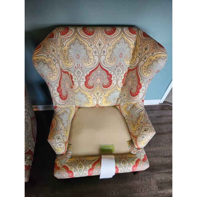 Pair of Authentic Thibaut Monterey Wing Chairs For Sale - Image 15 of 17