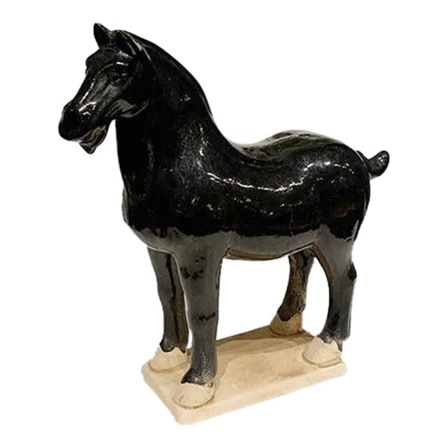 1990s Asian Tang Dynasty Horse-Black For Sale