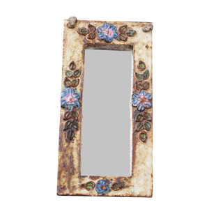 Ceramic Wall Mirror with Flower Motif by La Roue, 1960s