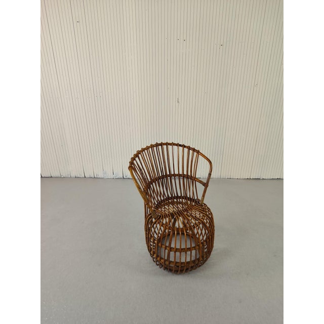 1950s Vintage Rattan Armchair, 1950 For Sale - Image 5 of 5