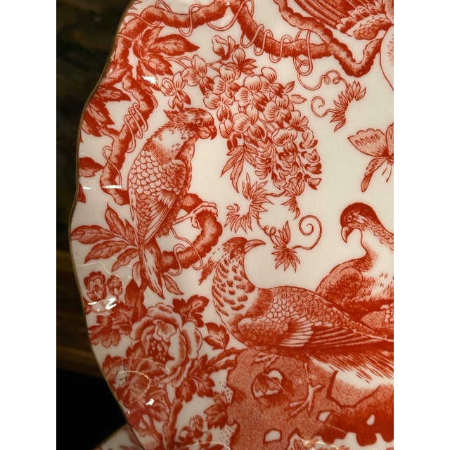 Late 20th Century Royal Crown Derby “Red Aves” Fluted Dessert Plates, 8.75” - Set of 12 For Sale - Image 10 of 12