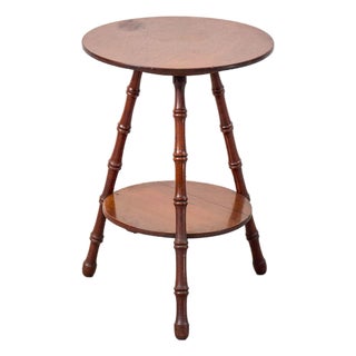 Mid 19th Century English Faux Bamboo Two-Tier Round Table With Cane Cut Legs For Sale