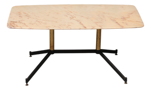 Coffee Table in Marble and Metal Brass in the style of Gio Ponti, Italy, 1960s