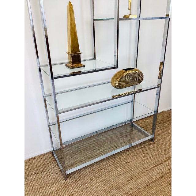 1970s Vintage 1970s Milo Baughman Style Chrome Etagere Bookcase Mid Century Modern For Sale - Image 5 of 13