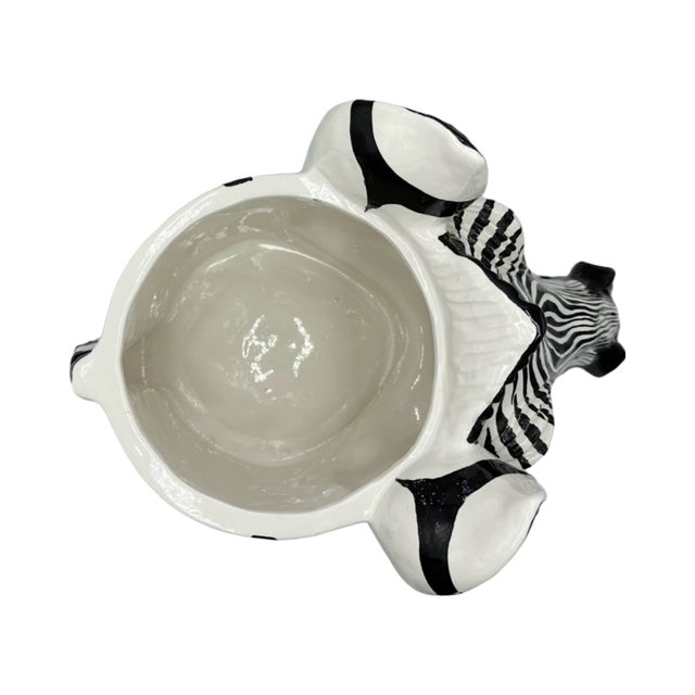 Ceramic Vintage Mid-Century Zebra Head Ceramic Planter Vase, Made in Italy For Sale - Image 7 of 12