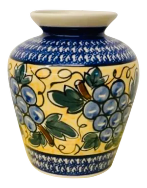 Late 20th Century Polish Pottery Grape Design Vase
