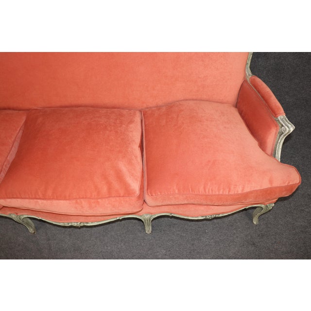 Antique French Louis XV Style Distressed Paint Decorated and Carved Sofa For Sale - Image 11 of 13