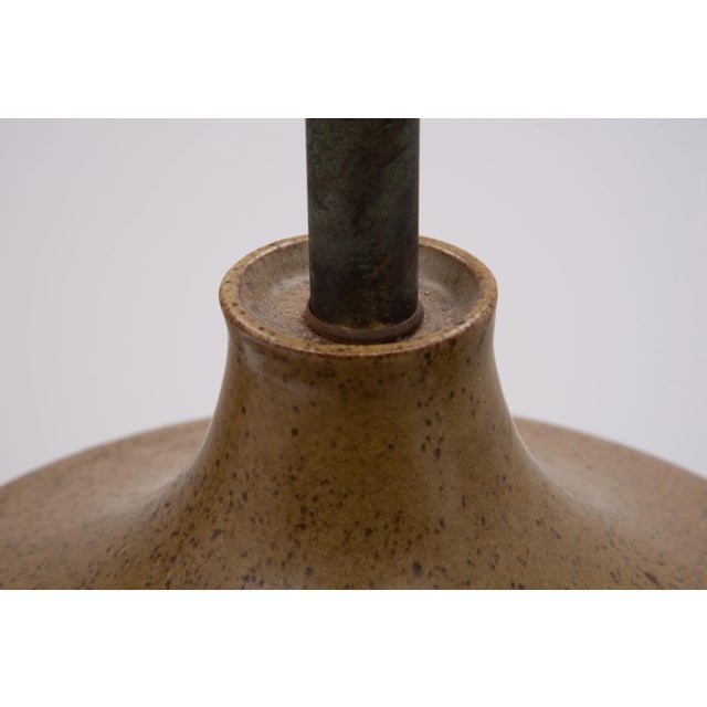 Wood Impressive David Cressey Architectural Pottery Lamp Dark Textured Pro Artisan Pattern Mid Century California For Sale - Image 7 of 12