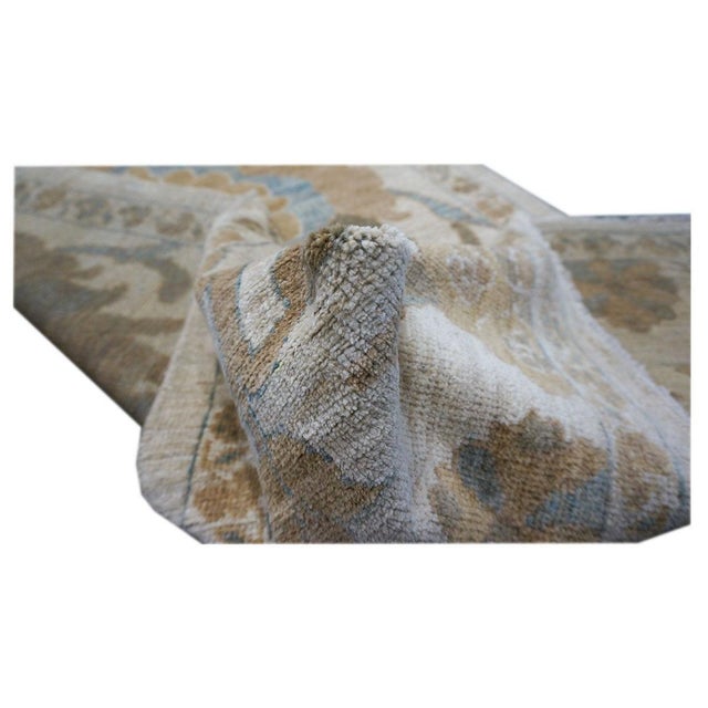 Early 21st Century Persian Sultanabad Wool 3x23 Ivory, Light Blue & Tan Handmade Runner Rug #1141108 For Sale - Image 5 of 5