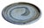 A modernist mid-century stoneware charger. The top has a simple abstract design. On the bottom there is a nice ring design...