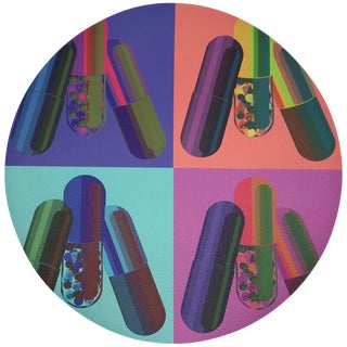 Nicolette Mayer Ode to Hurst Neon 16" Round Pebble Placemats, Set of 4 For Sale