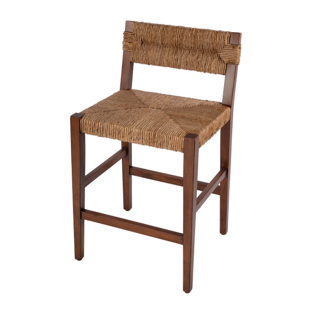 Valencia 25 in. Seat Height Woven Counter Stool with Back, Banana Leaf For Sale - Image 9 of 9