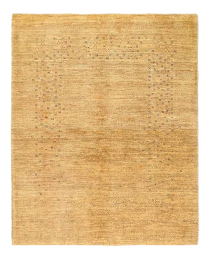 Ivory Hand Knotted Persian Gabbeh Rug - 5'3'' X 6'5''