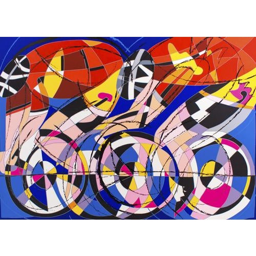 Ugo Nespolo 1, Cyclists, 2008, Silkscreen Print For Sale - Image 3 of 4