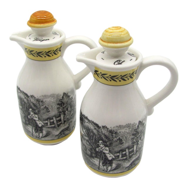 Villeroy & Boch Audun Ferme Vinegar & Oil Cruet Dispenser - A Pair For Sale