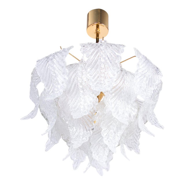 Murano Glass Petals and Brass Chandelier from Novaresi, Italy, 1970s For Sale