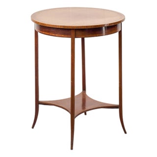 Early 20th Century Edwardian Checkered Edge Inlay Lamp Table For Sale